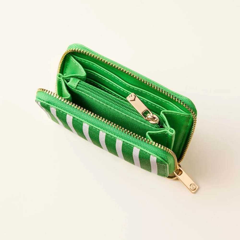 Striped Green Crossbody Pouch Set with Gold Chain - Picture 3 of 3